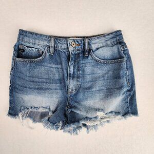 KanCan Estilo High Rise Distressed Raw Hem Jean Shorts Size 7/27 Blue KC9145M